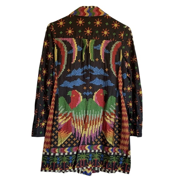 Farm Rio Macaw Night Linen-Blend Mini Dress Pockets Linen Viscose Size XS - Picture 7 of 15